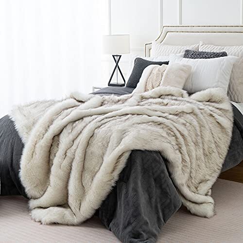 Faux Fur Throw Blanket Large (white & Black)150x200cm Luxury Fuzzy