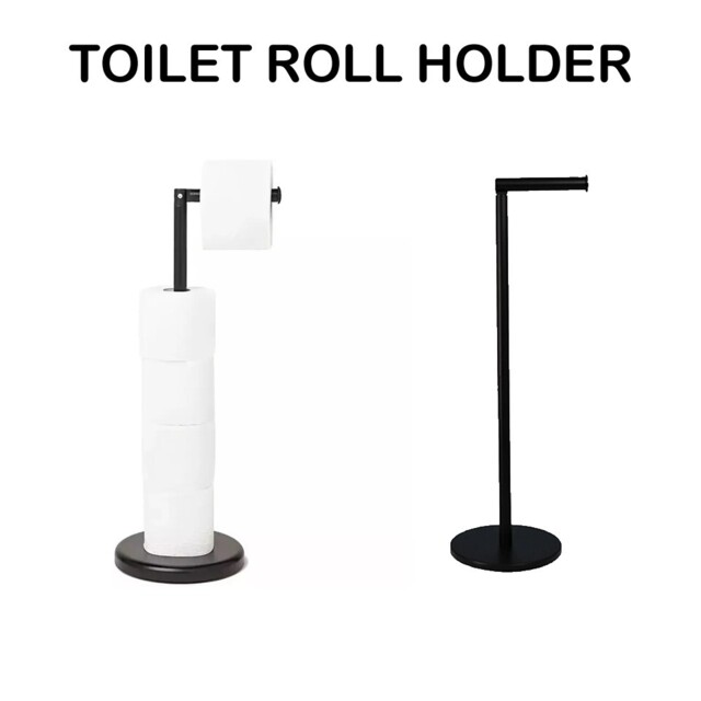 Modern Toilet Paper Holder Stand Freestanding Black Bathroom Tissue