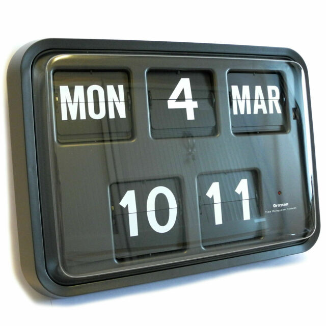 Grayson Black Digital Easy To Read Calendar Wall Clock Bank Shop Bnib