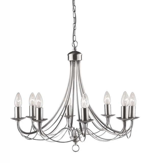 Ceiling Light Silver Maypole 8 Satin Searchlight 6348-8ss