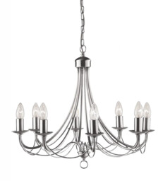 Ceiling Light Silver Maypole 8 Satin Searchlight 6348-8ss