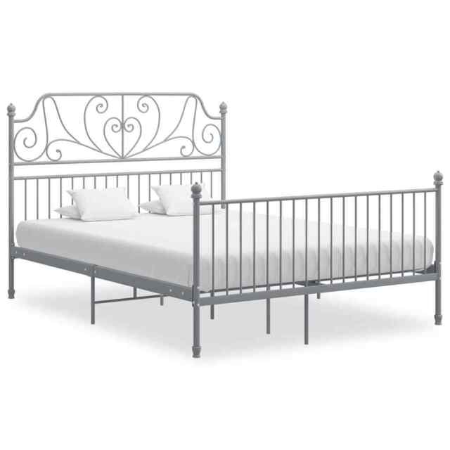 Bed Frame Grey Metal 140x200 Cm Vidaxl