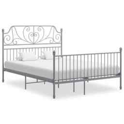 Bed Frame Grey Metal 140x200 Cm Vidaxl