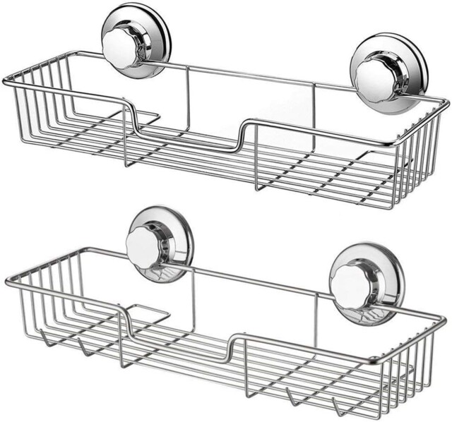 Ipegtop Suction Cups Compact Shower Caddy Bath Shelf With Hooks,
