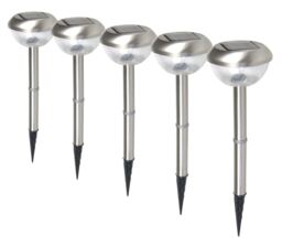 Ranex 5x Solar Outdoor Led Garden Lights Pins Brushed Stainless Steel