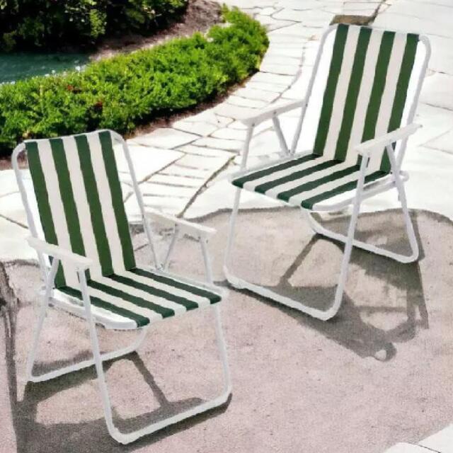 2 X Folding Camping Fishing Festival Chairs Garden Foldable Fold Up