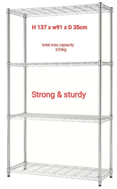 "Trinity 36"" (91cm) Ecostorage™ 4-tier Chrome Storage Unit Garage/home"