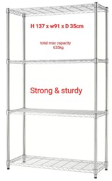 "Trinity 36"" (91cm) Ecostorage™ 4-tier Chrome Storage Unit Garage/home"