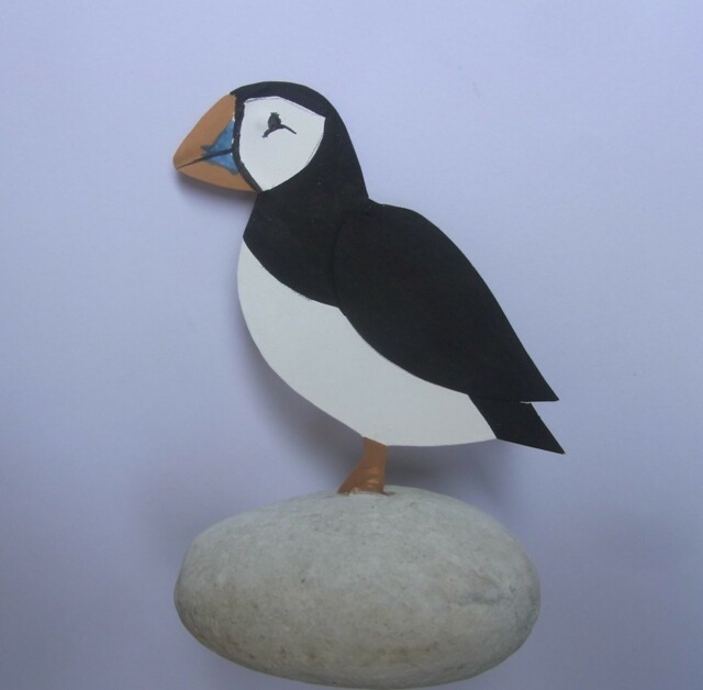 Little Puffin On A Pebble Decoration Nautical Ornament Sea Birds
