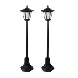 Solar Led Garden Pathway Lights Black Lantern 2 Pack Outdoor