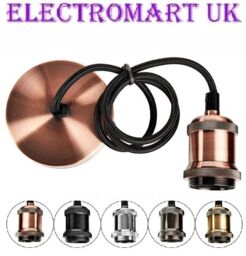 Antique Copper Retro Hanging Ceiling Rose Pendant Light Bulb Es Es27