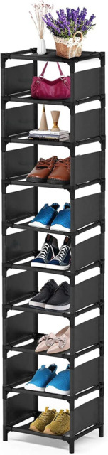 Esonstyle 10 Tier Shoe Rack Metal Narrow Shoe Rack For 10 Pairs Tall