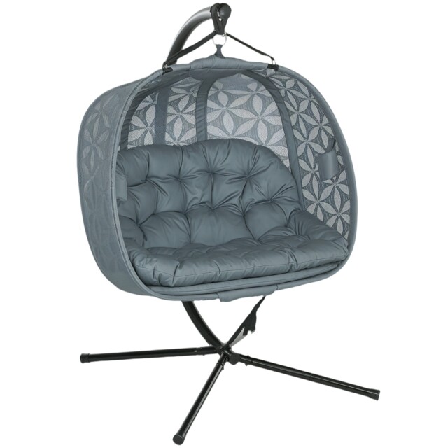 Hanging Egg Chair Two-seater Charcoal Grey Steel 139x103x172cm
