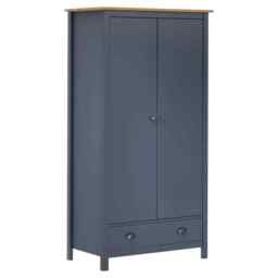 2-door Wardrobe Hill Grey 89x50x170 Cm Solid Pine Wood Vidaxl