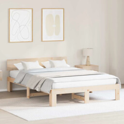 Bed Frame With Headboard Brown 160 X 200 Cm Solid Pine Wood Vidaxl