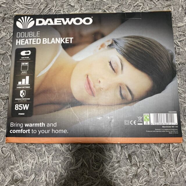 Daewoo Hea1486 85w Double Heated Blanket 120 X 135cm - White Easy To
