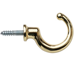 Keymet Polished Brass Screw-in Wall Coat Hook Hanger, 1 Hook, M4
