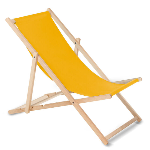 Wooden Deck Chair Beech Wood Foldable 3-step Backrest Adjustment [21