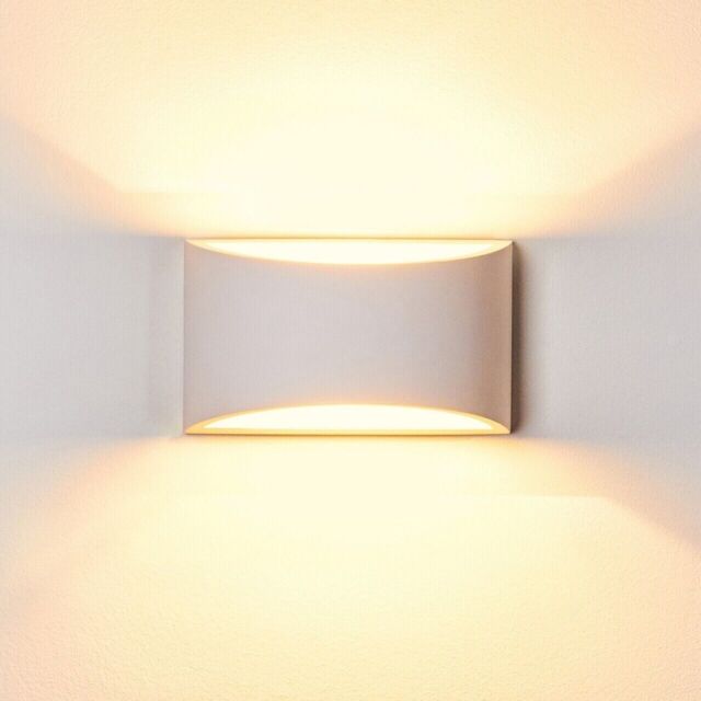 Plaster Wall Light Up/down Light Ceramic Style White Paintable Gypsum