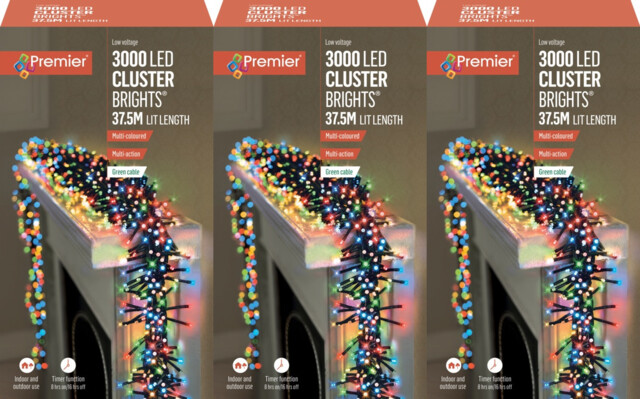 3x Premier 3000 Led Cluster Indoor Outdoor Action Christmas Tree