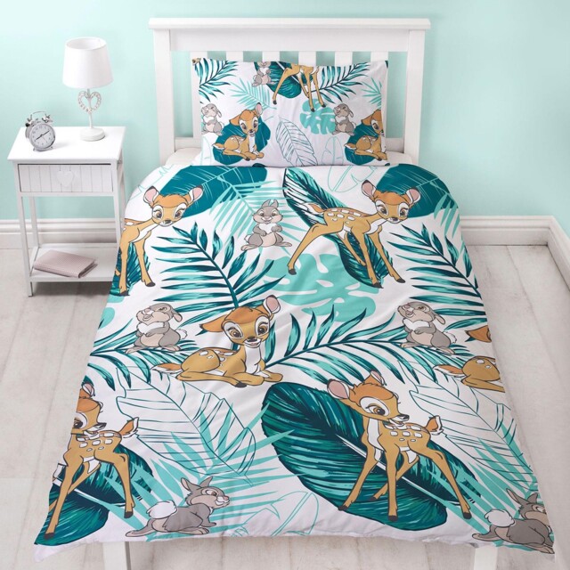 Official Bambi Single Duvet Set Palm Leaf Bambi Thumper Reversible