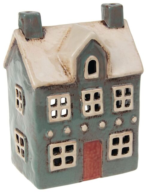 Traditional Ceramic Grey House Tealight Holder Gift By Village Pottery