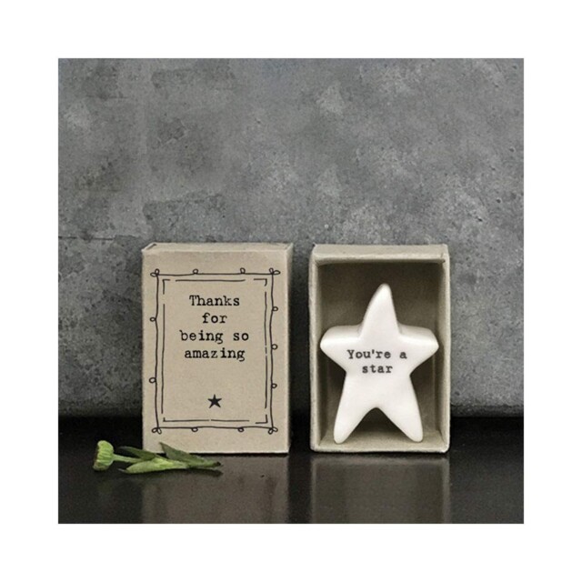 East Of India Mini Matchbox Star Thank You For Being So Amazing White