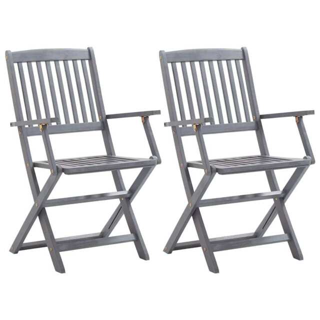 Folding Outdoor Chairs 2 Pcs Solid Acacia Wood Vidaxl