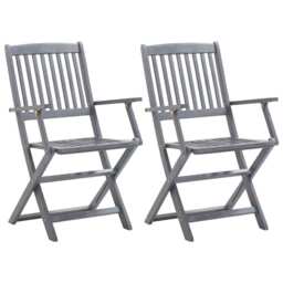 Folding Outdoor Chairs 2 Pcs Solid Acacia Wood Vidaxl
