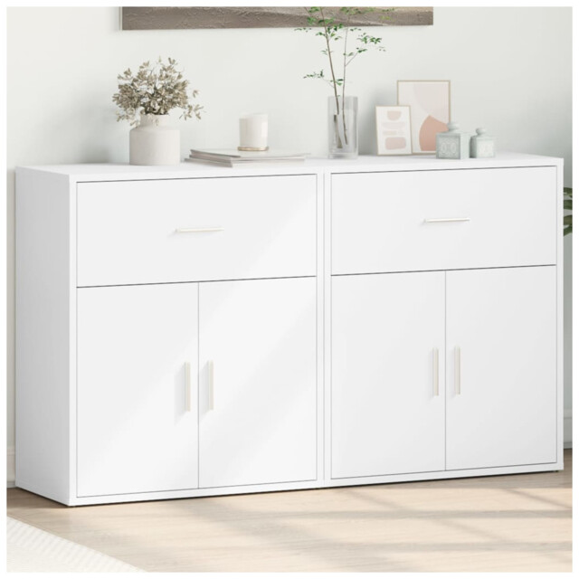 Sideboard White Engineered Wood 60x31x70 Cm 2-door Modern Storageunitx