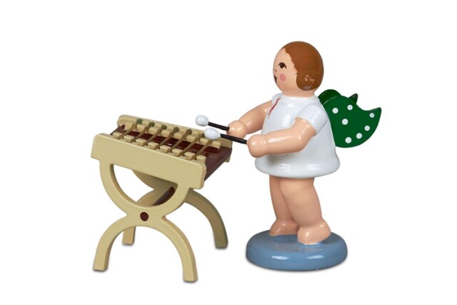 Angel Musician With Dulcimer Without Crown Height Approx 6 Cm Wooden