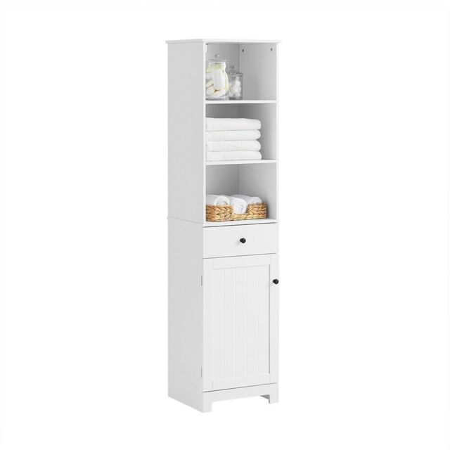 Sobuy Tall Bathroom Storage Cabinet With Shelves & Drawer,bzr17-w,uk