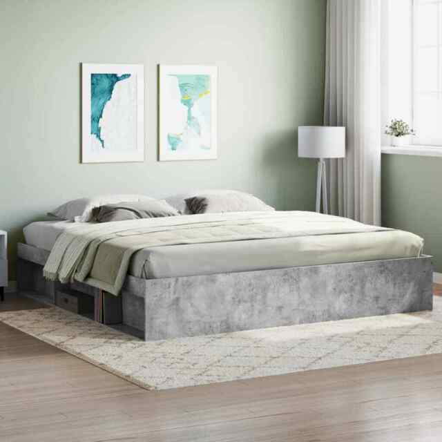Bed Frame Concrete Grey 200x200 Cm Vidaxl