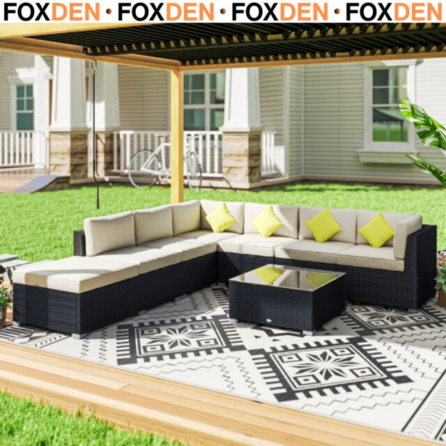 8 Piece Rattan Garden Sofa Set Outdoor Lounge Furniture With Cushions