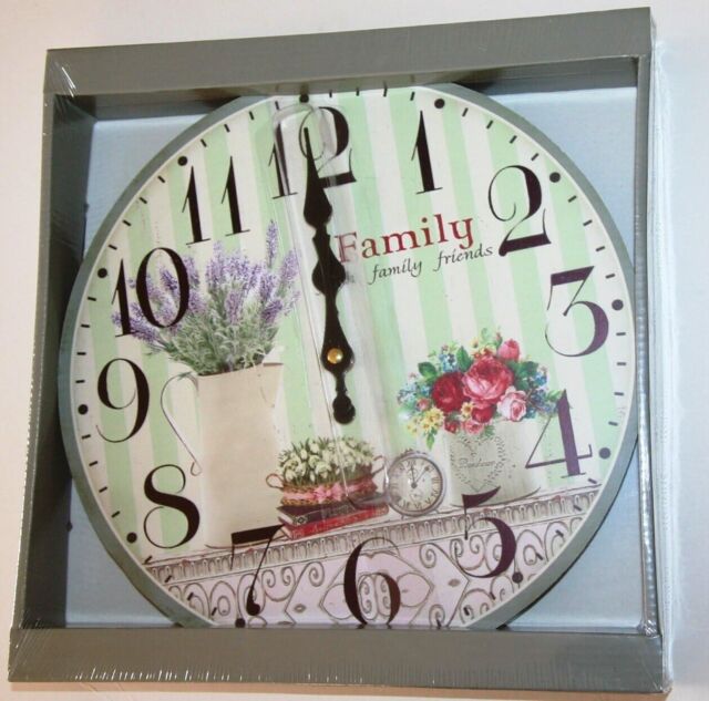 Wall Clock - Family White Jug And Lavender Design (30cm) Boxed