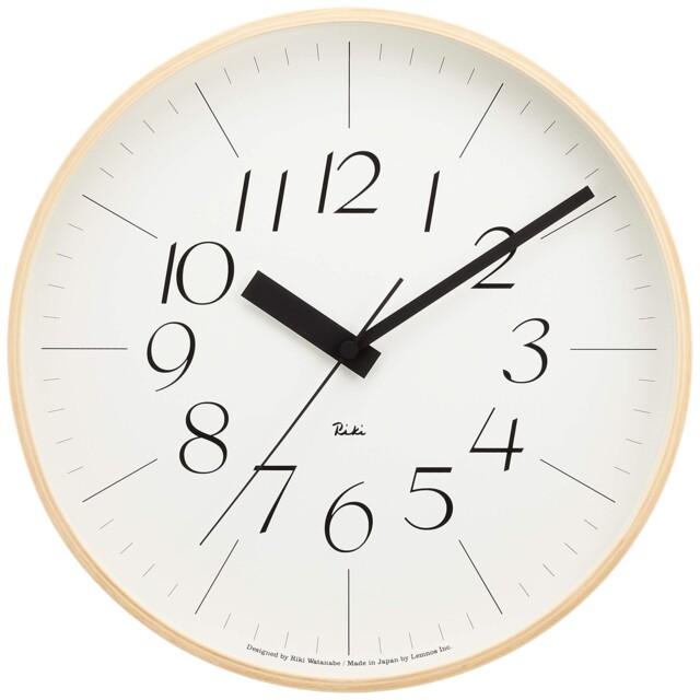 Lemnos Wall Clock Analog Radio Clock Natural Color Wood Riki Clock Rc
