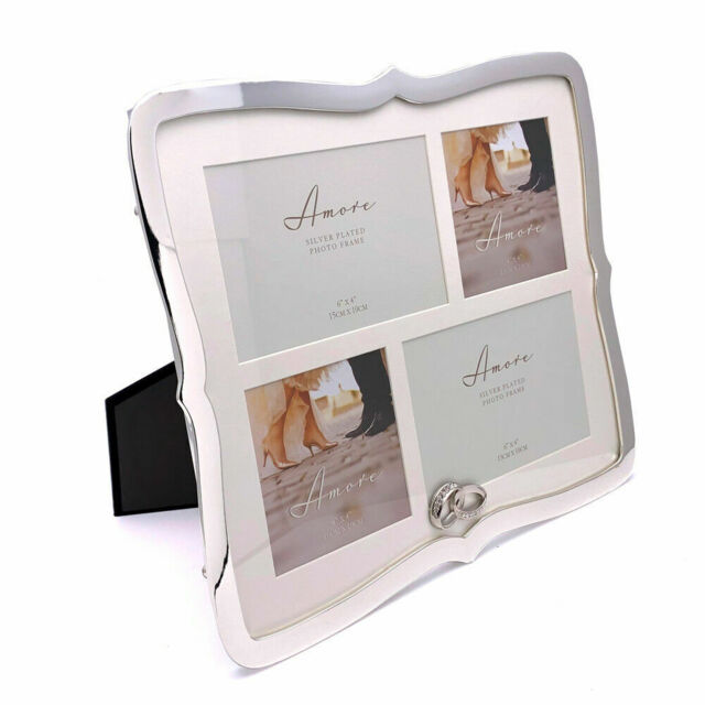 "Large Silver Plated Multi Wedding Photo Picture Frame 6"" X 4"""