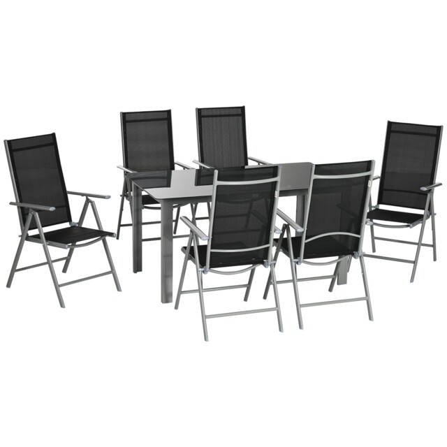 Outsunny 7 Piece Garden Dining Set, Outdoor Table And 6 Chair,