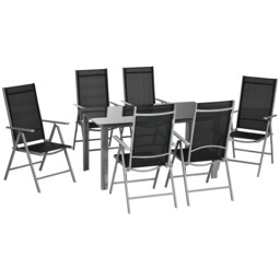 Outsunny 7 Piece Garden Dining Set, Outdoor Table And 6 Chair,