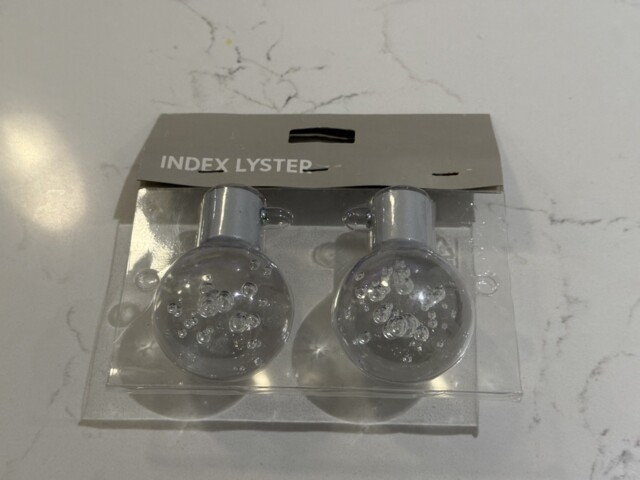 Ikea Index Lyster Curtain Rod Finials Clear Bubbles 2 Pack 200.281.02
