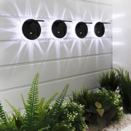 4pk Solar Fence Star Wall Lights - Bright White Led Outdoor Lighting