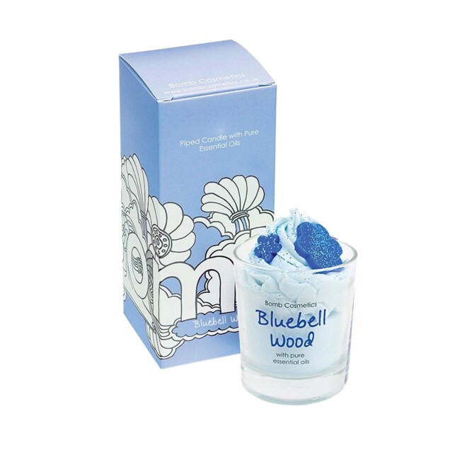 Clearance Scented Candle Piped Glass Bomb Cosmetics Bluebell Wood
