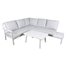 Dellonda Kyoto White 3-piece Outdoor Garden Corner Sofa & Coffee Table