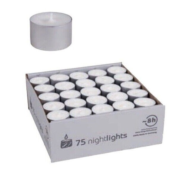 Silver Cup Tealights Candles - Box Of 75 Long Burn Time 8 Hours Tea