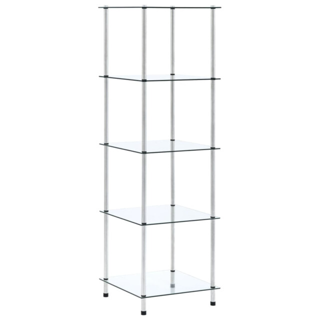 Glass Shelf Transparent 40x40x130cm Tempered Glass 5-tier Stainless