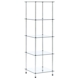 Glass Shelf Transparent 40x40x130cm Tempered Glass 5-tier Stainless