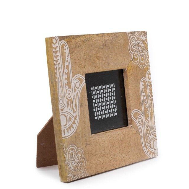 Small Mango Wood Picture Frame (20x20x2cm) White. Natural. Sustainable
