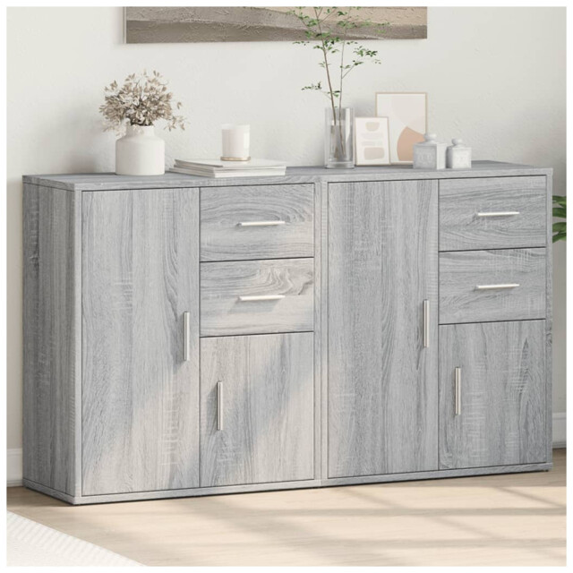 Sideboard 2pc Grey Sonoma Engineered Wood 60x31x70 Cm Storage Hallway
