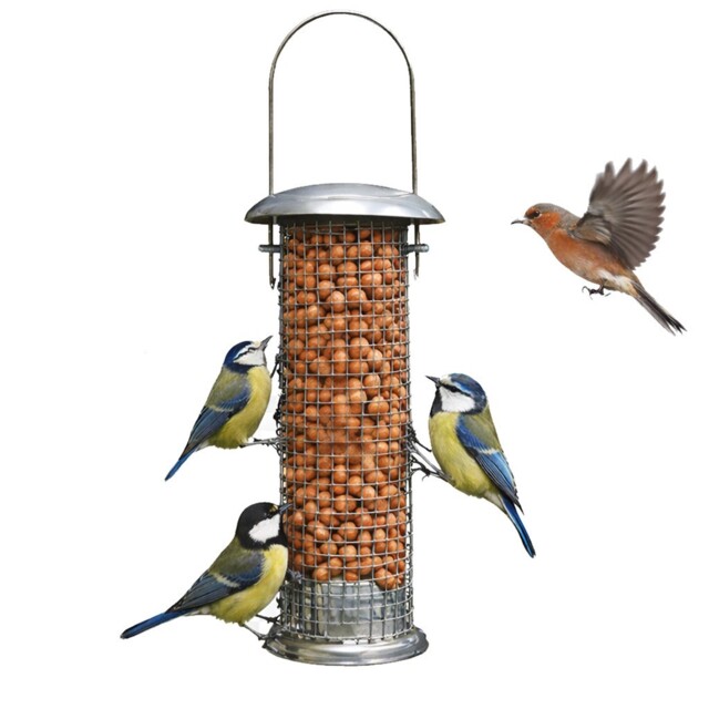 Hanging Bird Nut Feeder For Wild Garden Birds Strong Metal Mesh For