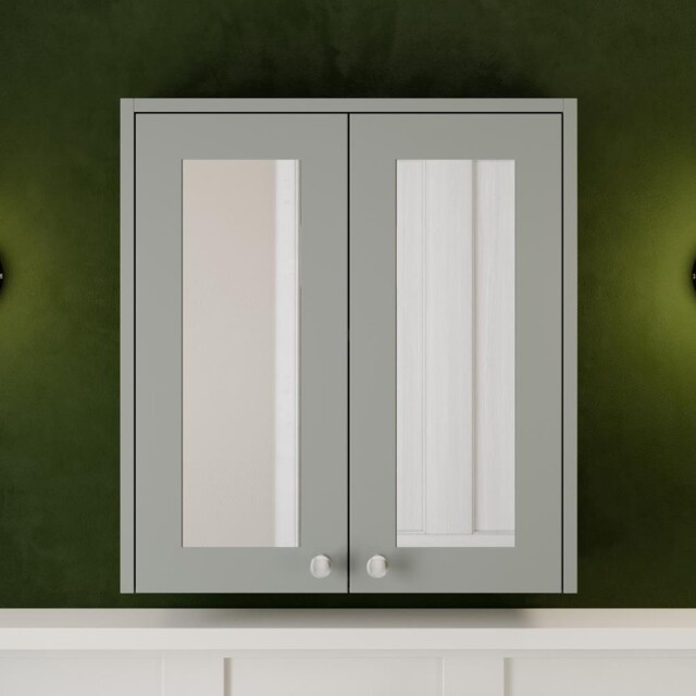 Traditional 600mm Bathroom Mirror Cabinet 2 Door Storage Cupboard Wall